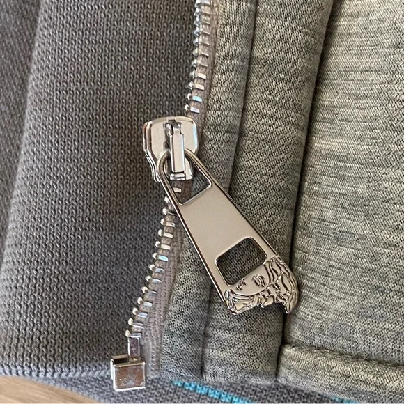 Versace Gray Scuba Bomber Jacket with Turquoise Trim Sz XL - Picture 6 of 13